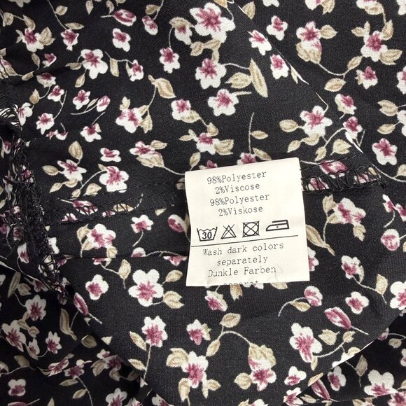 Liumilac Ditsy Floral Midi Dress Prairie Peasant Boho Dark Romantic Black Size X - Picture 8 of 12